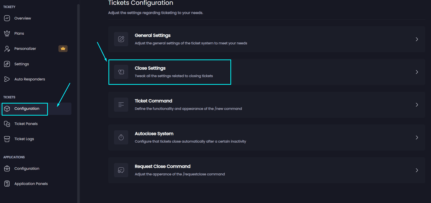 Go to the Close Settings page