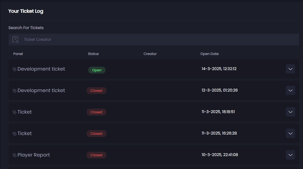 Ticket logs overview