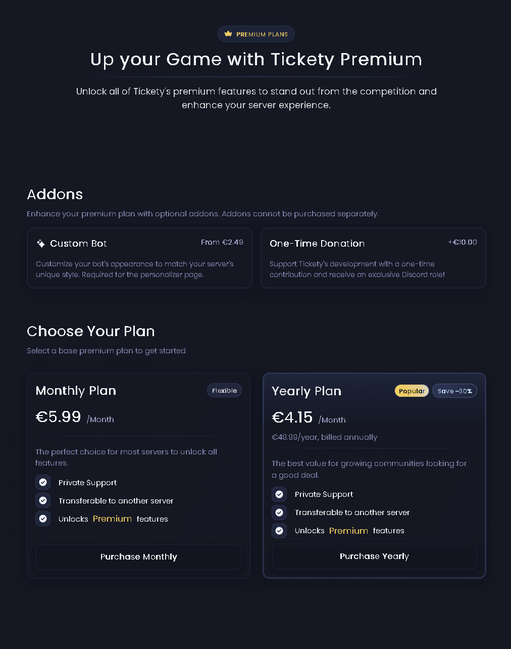 Plans Purchasing Page