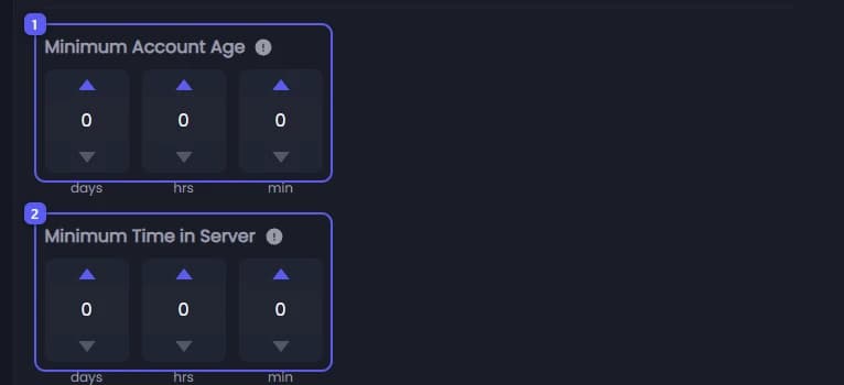 Minimum Account Age and Minimum Time in Server