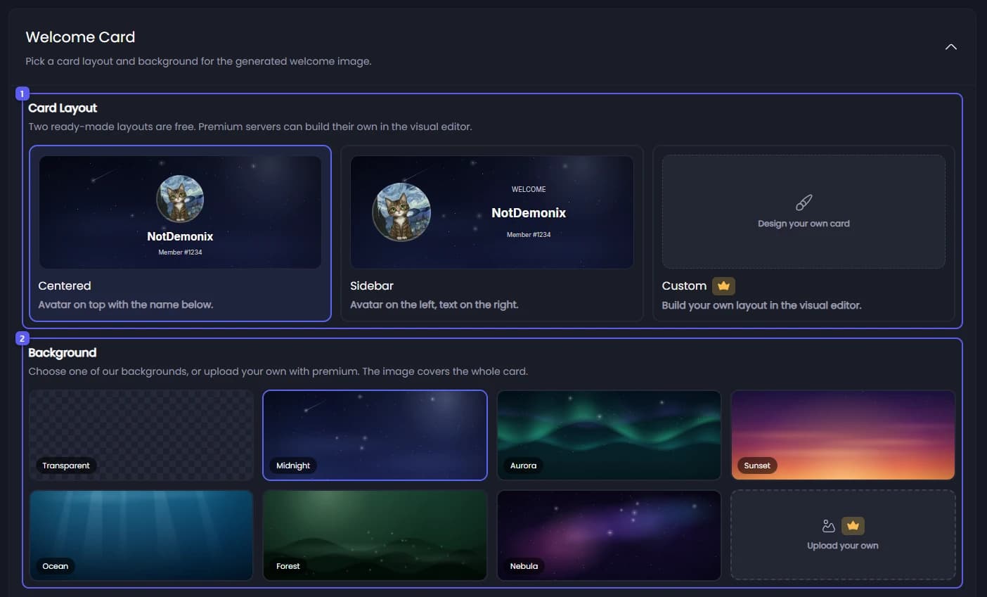 Card Layout and Background