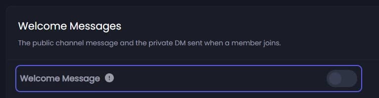 Welcome Message under Welcome Messages