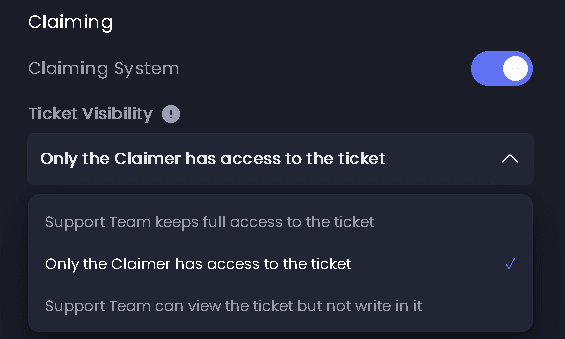 Ticket Panel Configuration