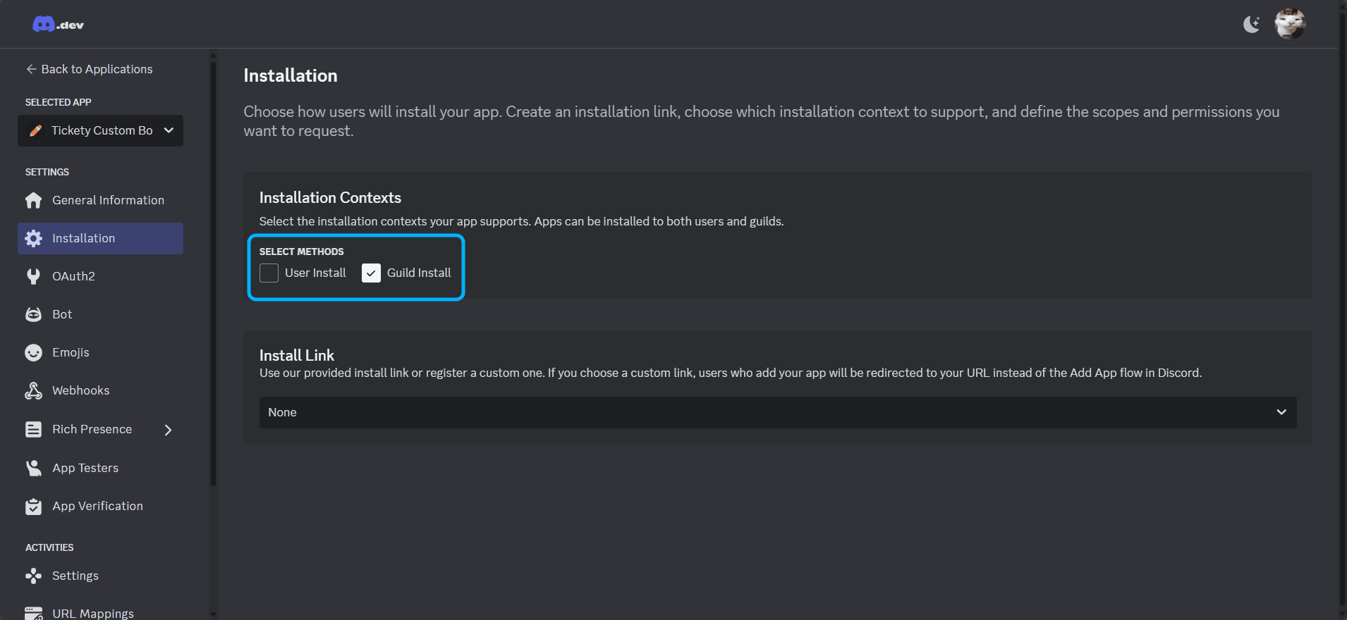 Application Install Configuration