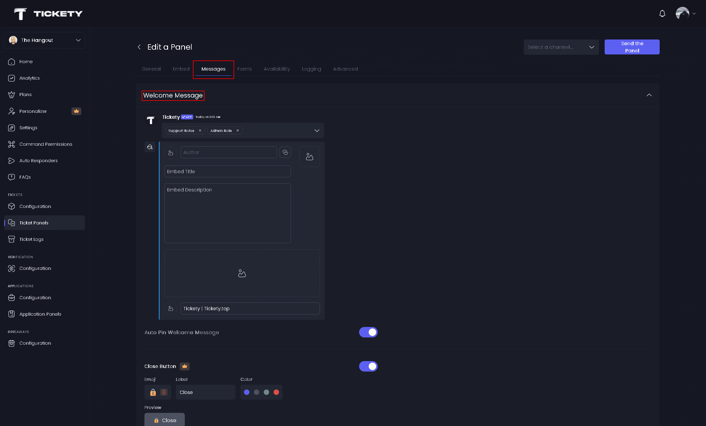 Application General Configuration