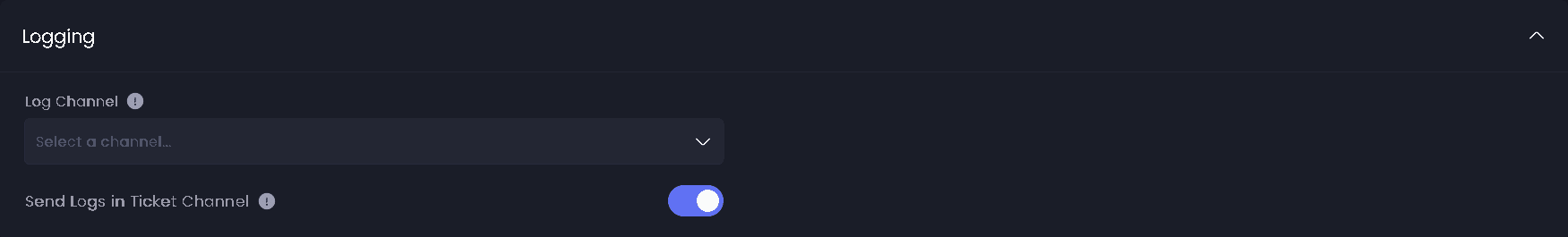 Ticket Panel Configuration
