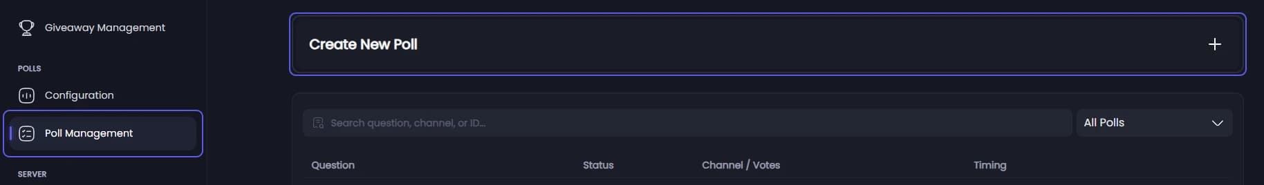 Create New Poll on the Poll Management page