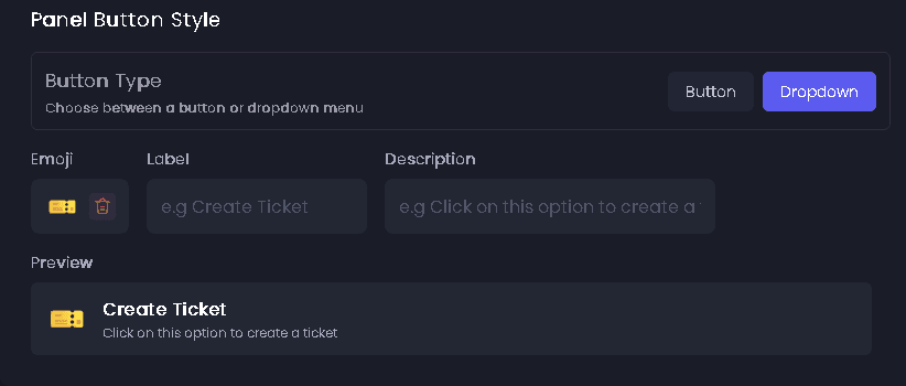 Ticket Panel Configuration