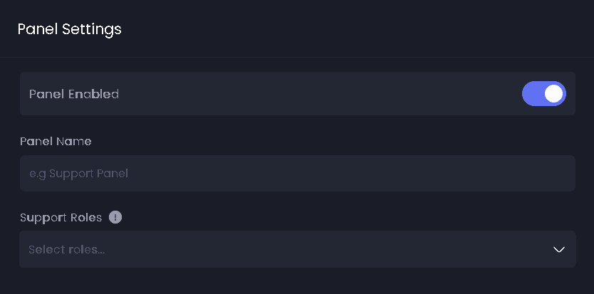 Ticket Panel Configuration