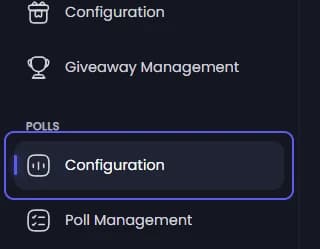 Configuration under Polls in the sidebar