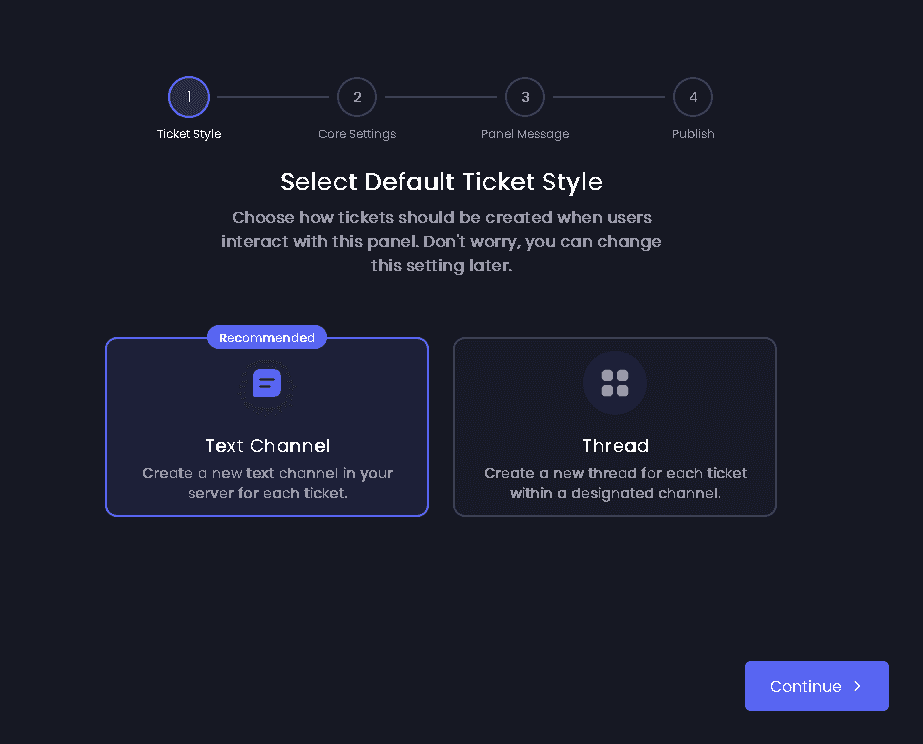Ticket Panel Configuration