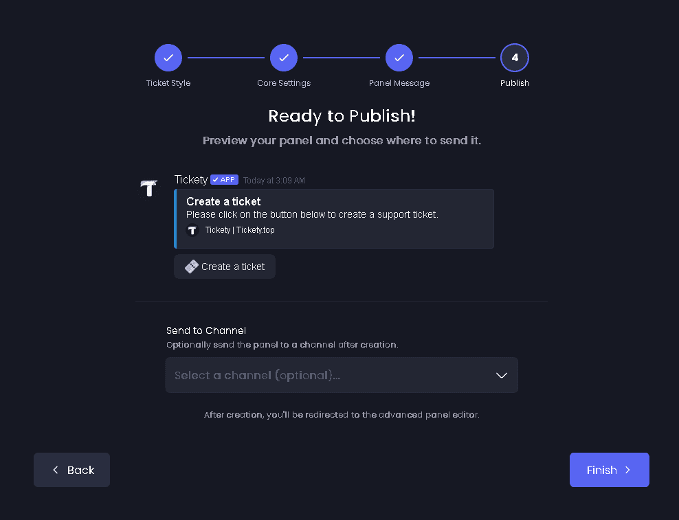 Ticket Panel Configuration
