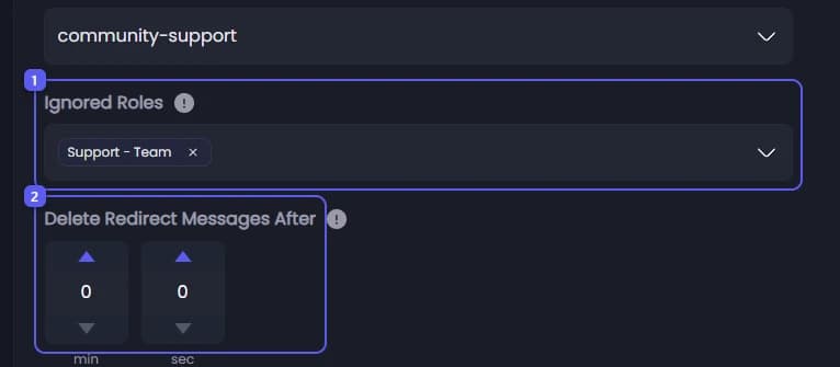 Ignored Roles and Delete Redirect Messages After