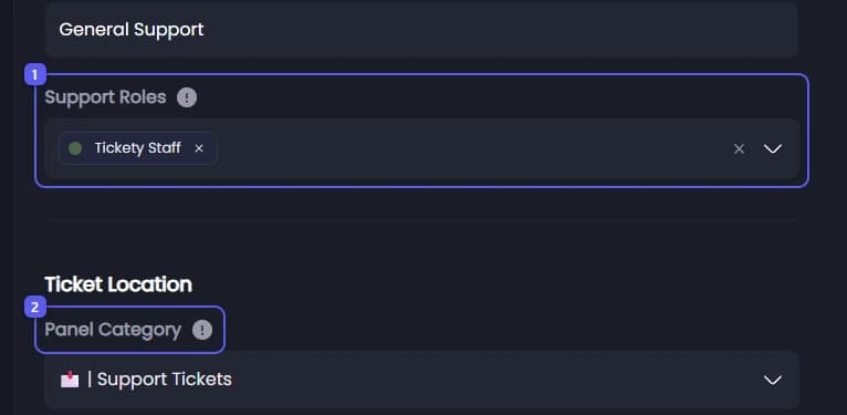 Support Roles and Panel Category in Panel Settings