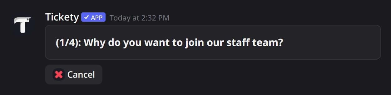 A question in the application DM