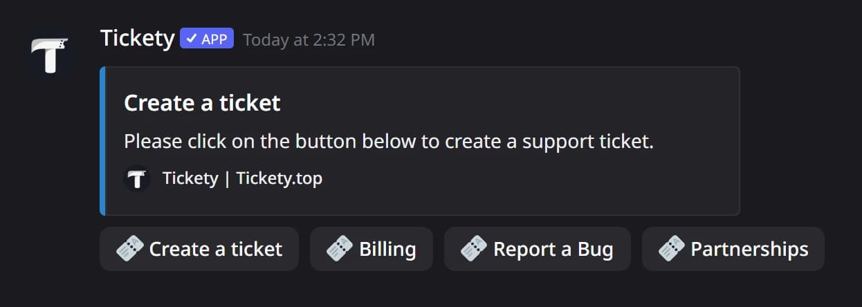 Three linked panels as buttons in Discord