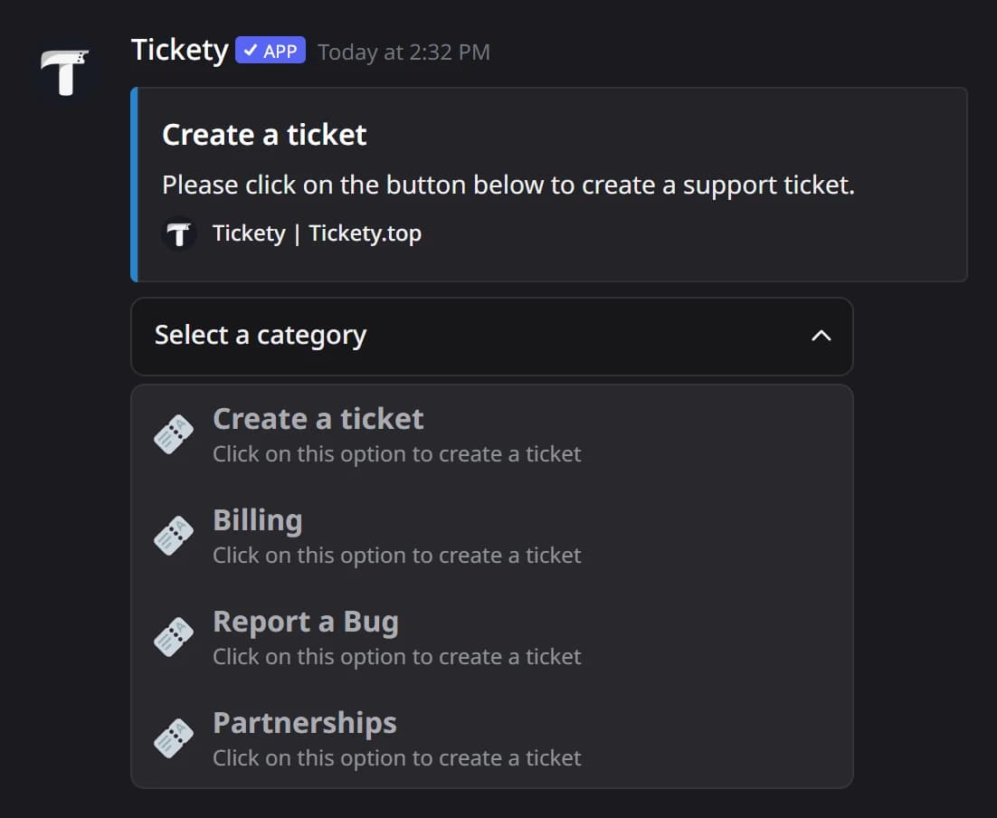 Three linked panels as a dropdown in Discord