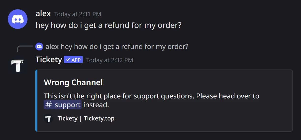 A Wrong Channel reply in Discord